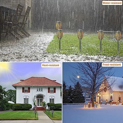 Outdoor Solar Flame Lights, 4-Pack Warm LED Garden Lights