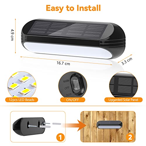 Solar Fence Lights with Multi-Colour Modes - 4 Pack