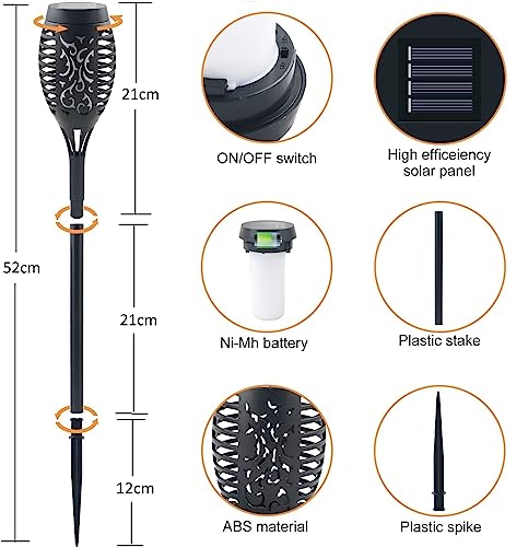 Outdoor Solar Flame Lights, 4-Pack Warm LED Garden Lights