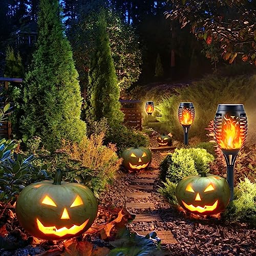 Outdoor Solar Flame Lights, 4-Pack Warm LED Garden Lights