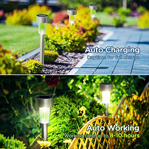 12-Pack Solar-Powered Garden Lights with Upgraded Panel