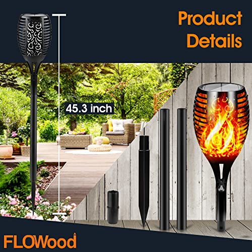 FLOWood Solar Garden Lights: 4 Pack 96LED Torch