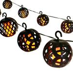 8-Pack Solar Rattan Ball Flame String Lights