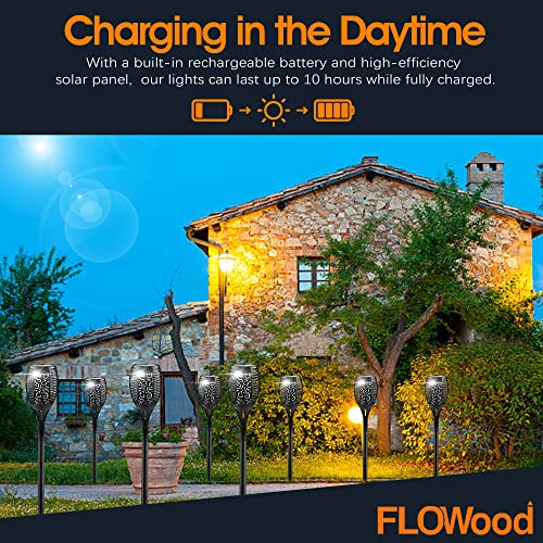 FLOWood Solar Garden Lights: 4 Pack 96LED Torch