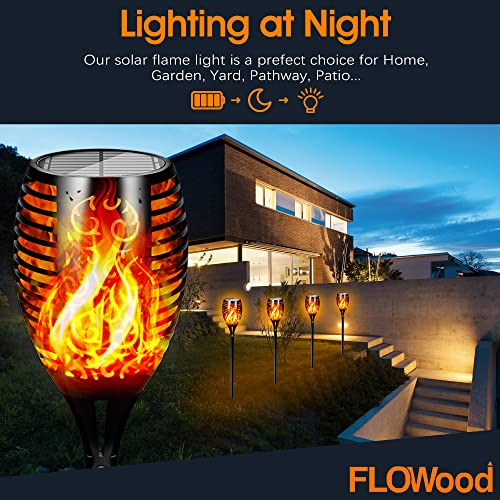 FLOWood Solar Garden Lights: 4 Pack 96LED Torch