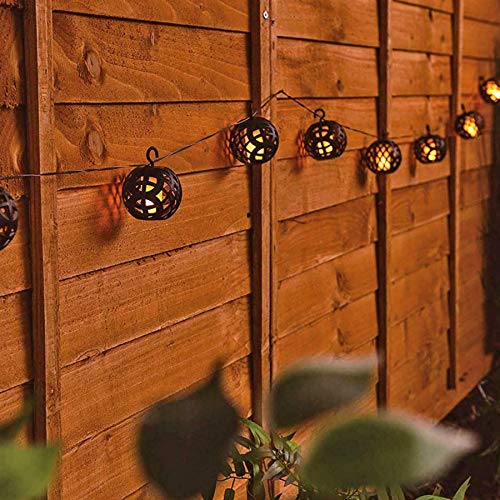 LED Solar Rattan Ball Flame String Lights