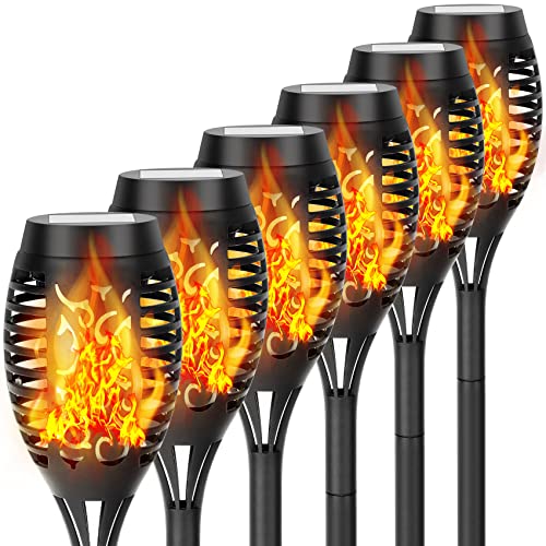 Garden Solar Flame Lights: 6 Pack Waterproof Lantern