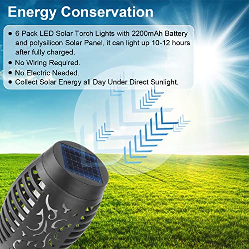 Garden Solar Flame Lights: 6 Pack Waterproof Lantern