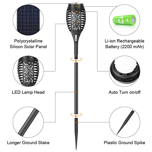 Garden Solar Flame Lights: 6 Pack Waterproof Lantern