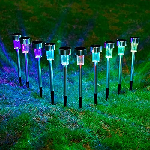 10 Solar Colour Changing LED Garden Stakes