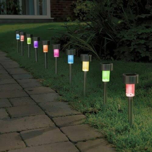 10 Solar Colour Changing LED Garden Stakes