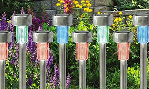 10 Solar Colour Changing LED Garden Stakes