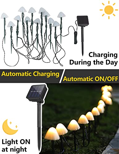 Mushroom Pathway Solar Lights, 20 LED, Waterproof