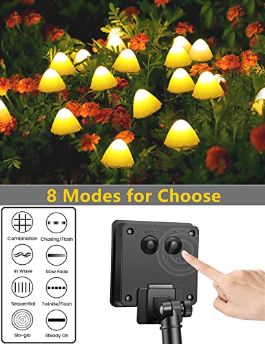 Mushroom Pathway Solar Lights, 20 LED, Waterproof