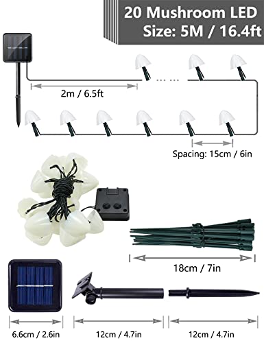 Mushroom Pathway Solar Lights, 20 LED, Waterproof