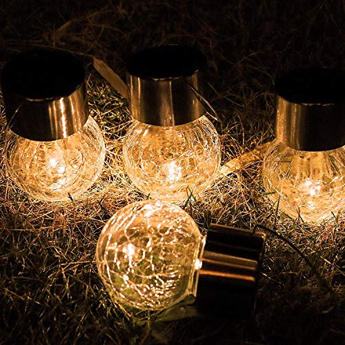 Cracked Glass Solar Ball Lights, 4 Pack