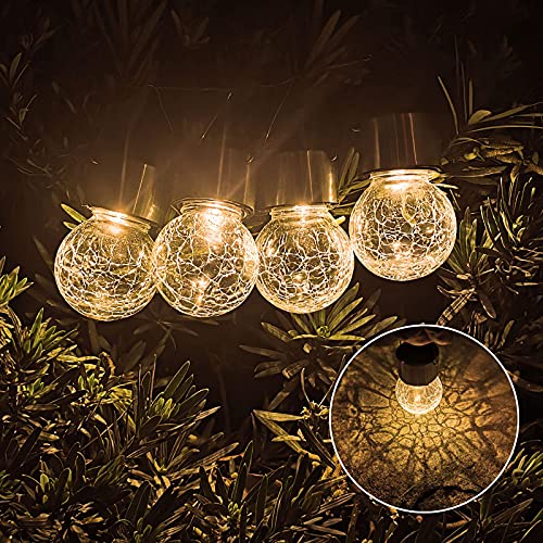 Cracked Glass Solar Ball Lights, 4 Pack
