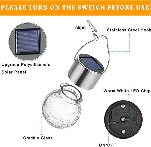 Cracked Glass Solar Ball Lights, 4 Pack