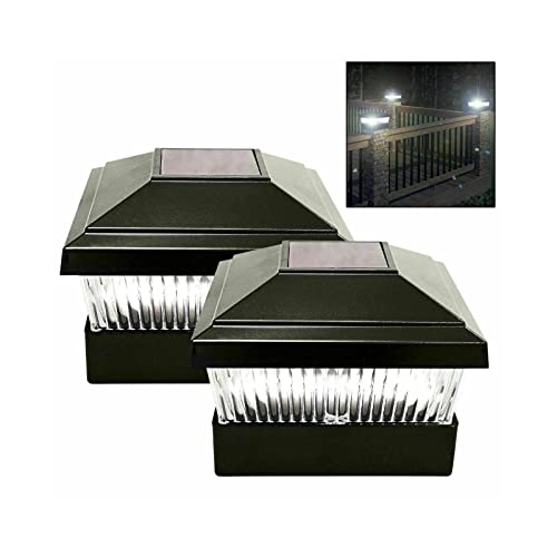 spot on dealz® Solar Fence Lights LED Deck Cap Post Light Outdoor Waterproof Garden 6 LED Solar Powered Stairway Yard Deck Wall Gate Garage Patio 2 Lights