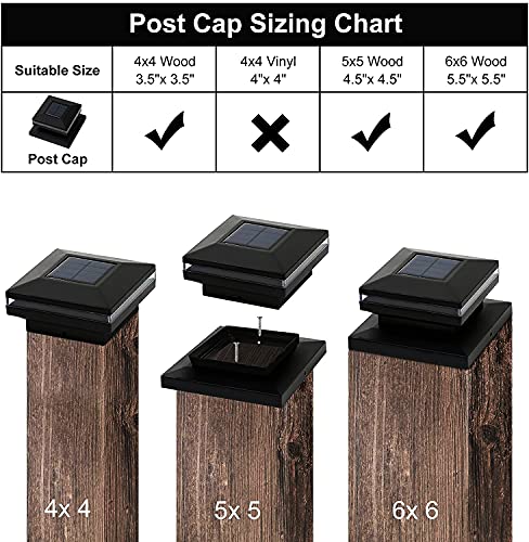 Viewsun 8 Pack Solar Post Lights, Outdoor Fence Post Cap Light Solar Powered Caps for Deck, Patio, Garden Decor, Warm White High Brightness SMD LED Lighting, Lamp Fits for 4x4 or 6x6 Wooden Posts