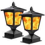 Solar Flickering Flame Post Lights - 2 Pack