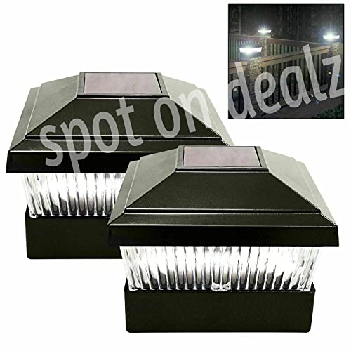 spot on dealz® Solar Fence Lights LED Deck Cap Post Light Outdoor Waterproof Garden 6 LED Solar Powered Stairway Yard Deck Wall Gate Garage Patio 2 Lights