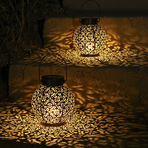 Outdoor Solar Hanging Lanterns - Set of 2