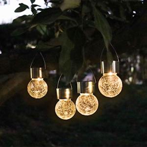 Solar Crackle Globe Hanging Lights - 4 Pack
