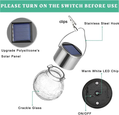 Crackle Globe Hanging Solar Lights - 4 Pack