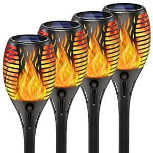 Jonwall 33 LED Solar Flame Torch Lights - 4 Pack