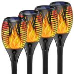 Jonwall 33 LED Solar Flame Torch Lights - 4 Pack