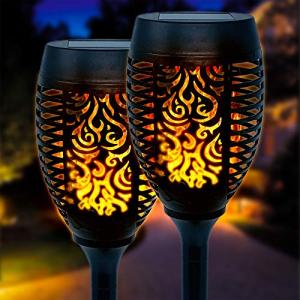 Solar Flickering Flame Lights for Garden - 2 Pack