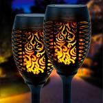 Solar Flickering Flame Lights for Garden - 2 Pack
