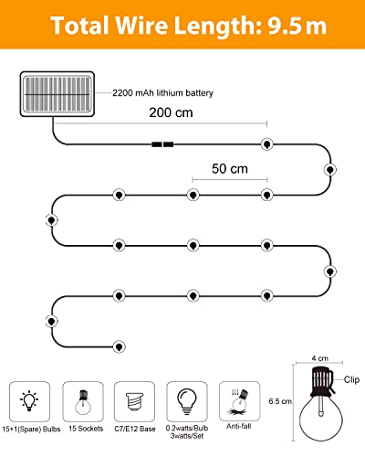 Shatterproof Solar Garden Lights - 9M/30FT Festoon String