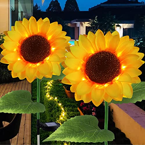 Sunflower Solar Garden Lights, Waterproof Decorative Stakes
