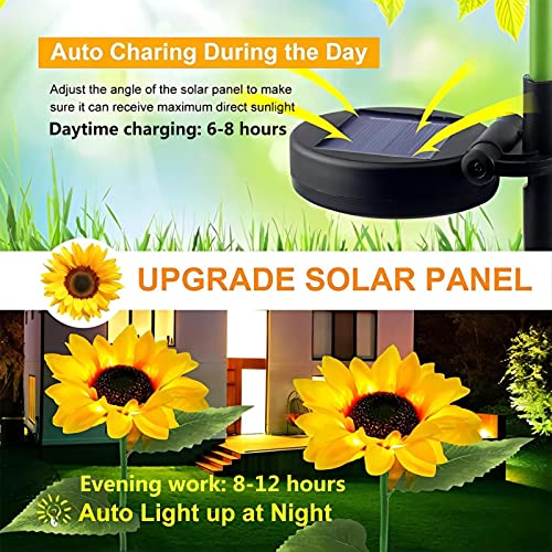 Sunflower Solar Garden Lights, Waterproof Decorative Stakes