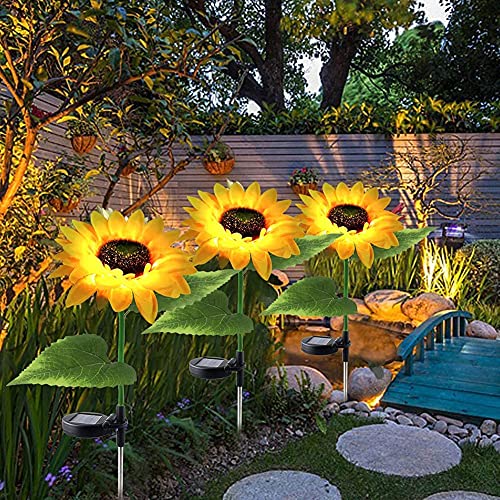 Sunflower Solar Garden Lights, Waterproof Decorative Stakes