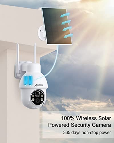 ANRAN 5MP Security Camera Outdoor Wireless with 360° View, Solar Security Camera Outdoor, Smart Siren/Spotlights, Two-way Talk, Humanoid Detection, Works with Alexa, Q3 Max White