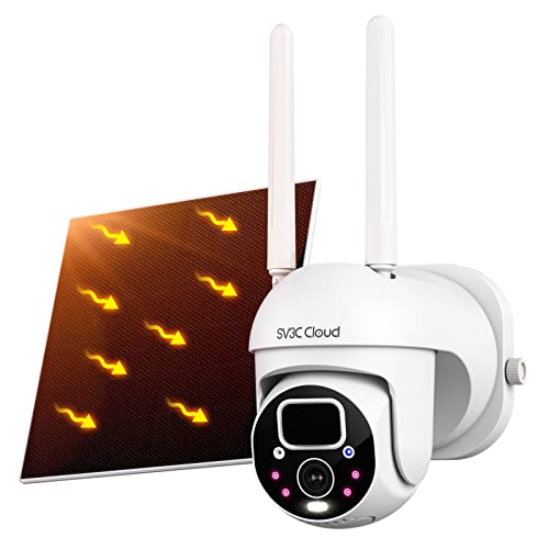 SV3C Wireless Solar Camera Outdoor, 2K PTZ WiFi Security Cameras, Pan Tilt Outside Battery Camera with Spotlight, PIR Motion Detection, Color Night Vision, 2-Way Audio, Alexa, Cloud & SD Card Storage