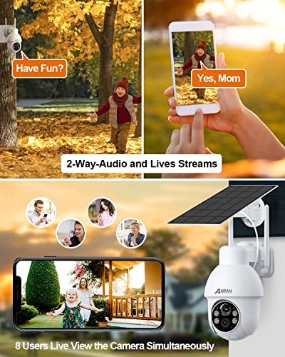 ANRAN 5MP Security Camera Outdoor Wireless with 360° View, Solar Security Camera Outdoor, Smart Siren/Spotlights, Two-way Talk, Humanoid Detection, Works with Alexa, Q3 Max White