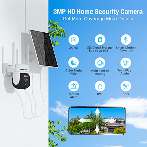 Wireless Solar Security Camera with 2K Quality