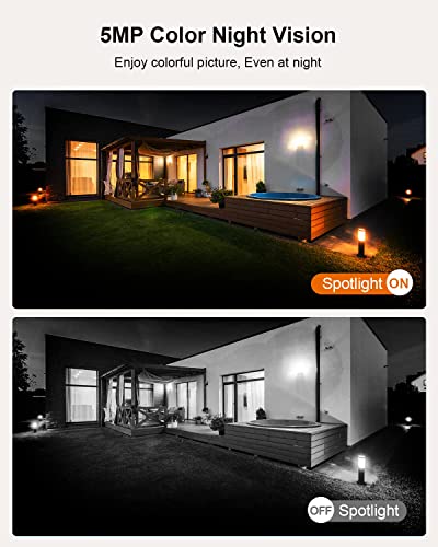 ANRAN 5MP Security Camera Outdoor Wireless with 360° View, Solar Security Camera Outdoor, Smart Siren/Spotlights, Two-way Talk, Humanoid Detection, Works with Alexa, Q3 Max White