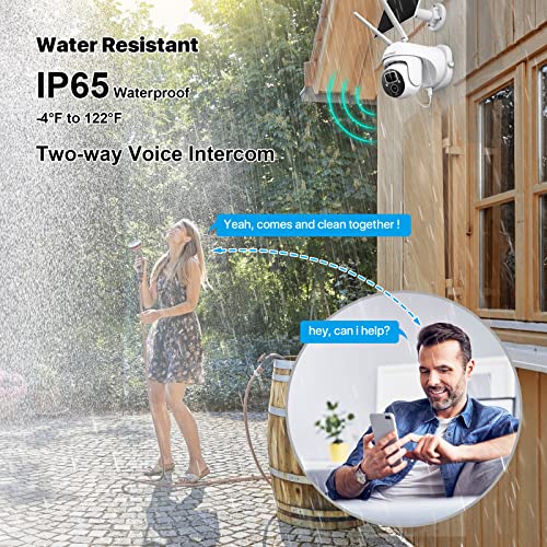 SV3C Wireless Solar Camera Outdoor, 2K PTZ WiFi Security Cameras, Pan Tilt Outside Battery Camera with Spotlight, PIR Motion Detection, Color Night Vision, 2-Way Audio, Alexa, Cloud & SD Card Storage