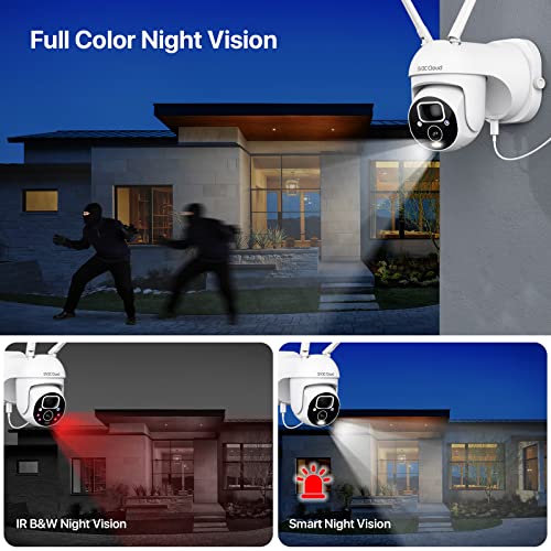 SV3C Wireless Solar Camera Outdoor, 2K PTZ WiFi Security Cameras, Pan Tilt Outside Battery Camera with Spotlight, PIR Motion Detection, Color Night Vision, 2-Way Audio, Alexa, Cloud & SD Card Storage