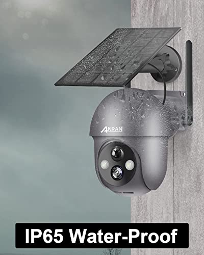 ANRAN 2K Security Camera Outdoor Wireless with 360° View, Solar Security Camera Outdoor with Smart Siren, Spotlights, Human Detection, 2-Way Audio, Color Night Vision, Work with Alexa, Q01 Grey