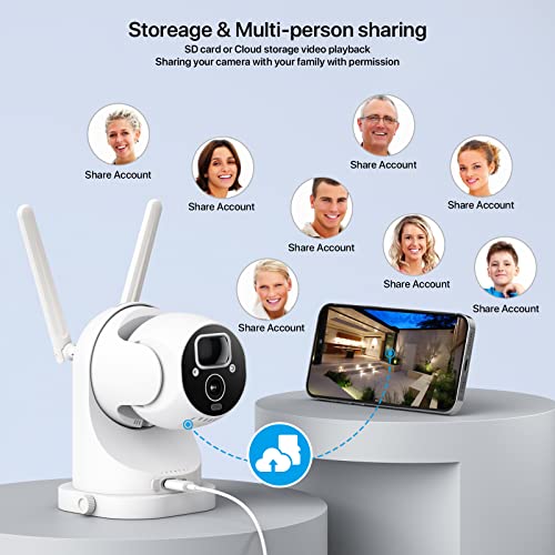 SV3C Wireless Solar Camera Outdoor, 2K PTZ WiFi Security Cameras, Pan Tilt Outside Battery Camera with Spotlight, PIR Motion Detection, Color Night Vision, 2-Way Audio, Alexa, Cloud & SD Card Storage