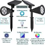 Solar Spotlights with 7 LED Colors - 320 Lumen