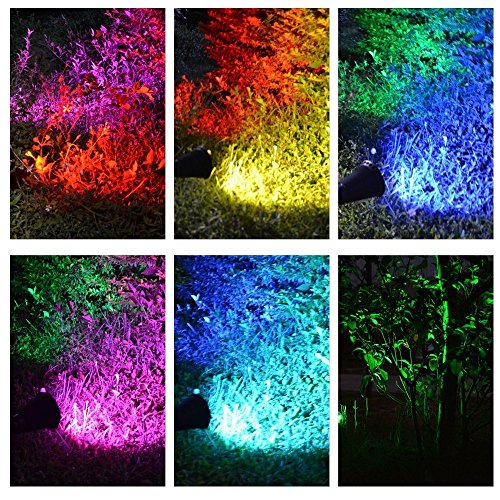 Home-Neat Solar Spotlights 7 LED 320 Lumen 7 Colors Ground Wall Light On/Off Sensor Super MAX Bright Outdoor Wireless Security, Waterproof, Garden, Patio, Landscape, Pool Summer 2017 4th Gen.