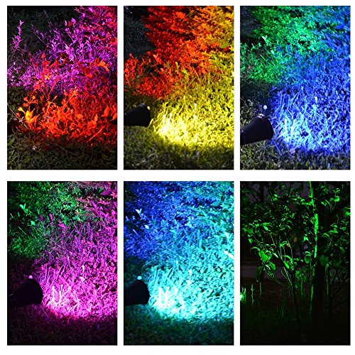 Home-Neat Solar Spotlights 7 LED 320 Lumen 7 Colors Ground Wall Light On/Off Sensor Super MAX Bright Outdoor Wireless Security, Waterproof, Garden, Patio, Landscape, Pool Summer 2017 4th Gen.