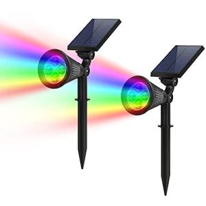 F-TECK 2-in-1 Solar Spotlights with Color Options